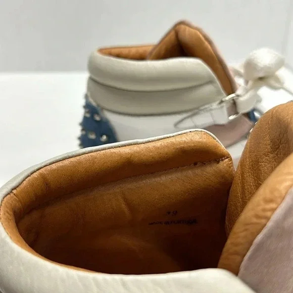 Sandro Albatorock Sneakers High Top Lace Up Shoes Leather Suede Wedge Blue US 9 - Picture 8 of 10